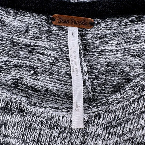 Free People Womens Large Beach Asymmetrical High Low Knit Top Blue Marl Pockets - Picture 4 of 8